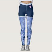 Leggings Tons de teint bleu avec coeur rose (Devant)