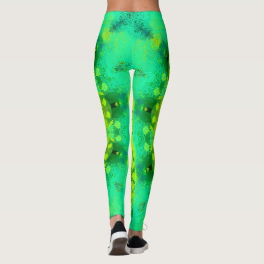 Leggings Tons de vert Mandala Abstrait (Dos)