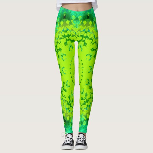 Leggings Tons de vert Mandala Abstrait (Devant)