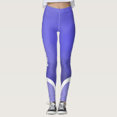 Leggings Tons de violet avec nom blanc et rayures modernes (Devant)