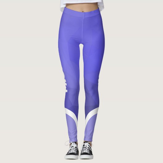 Leggings Tons de violet avec nom blanc et rayures modernes (Devant)