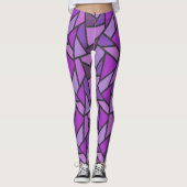Leggings Tons de vitrail violet motif (Devant)