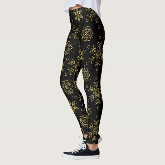 Leggings Tons gras Noël Snowflakes Motif (Gauche)