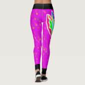 Leggings Top design mode rose et orange multi-motifs (Dos)