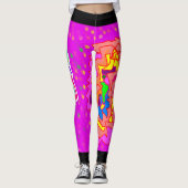 Leggings Top design mode rose et orange multi-motifs (Devant)