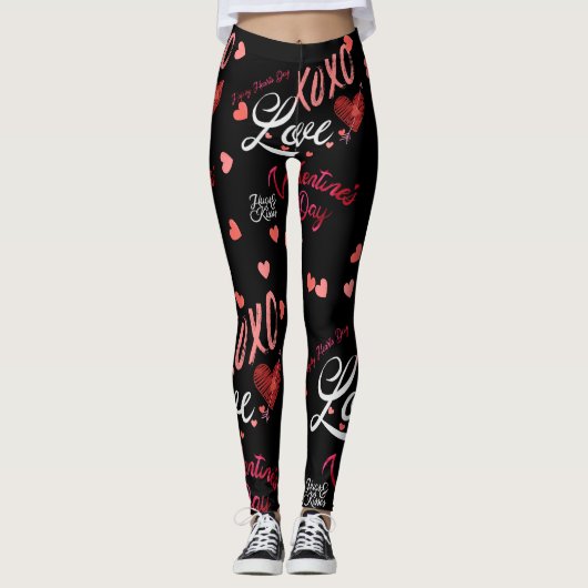 Leggings Topographie Saint-Valentin Embrassages Baisers XOX (Devant)