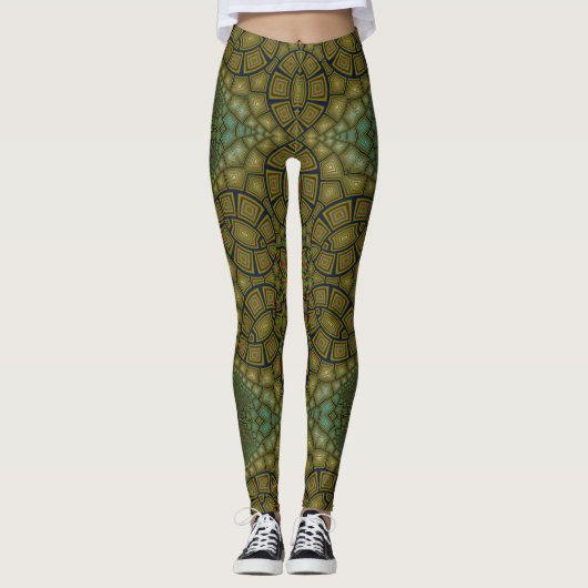 Leggings Tortoise Shell Motif Dark Green (Devant)