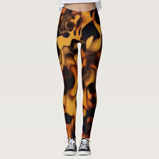 Leggings Tortoise Shell Turtle Shell Pattern Amber Brown (Devant)