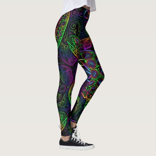 Leggings Tortue de mer Boho : Motif psychédélique mandala (Droite)