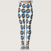 Leggings Tortue de mer orange nageant avec cadre doré (Devant)