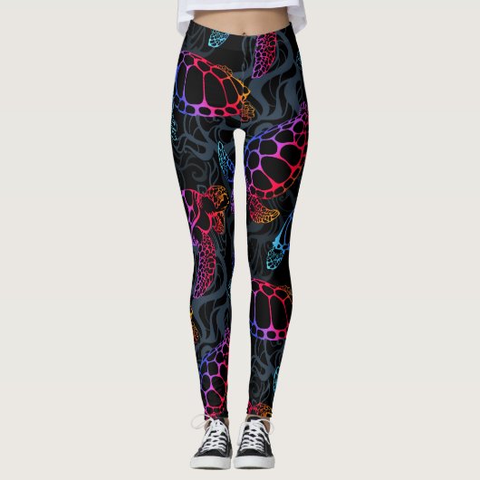 Leggings Tortue de mer psychédélique : Boho Ocean (Devant)
