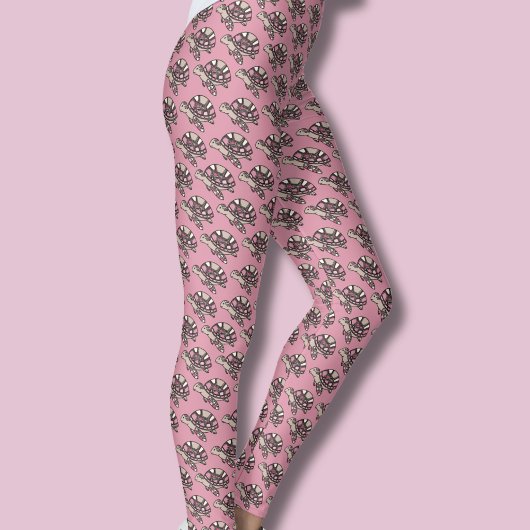 Leggings Tortue de mer rose mignonne