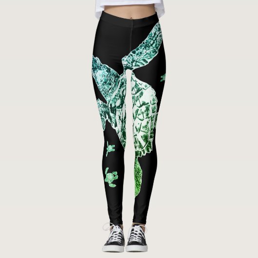 Leggings Tortue de mer verte (Devant)