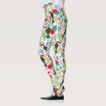 Leggings Toscanes colorées fleurs tropicales motif<br><div class="desc">Des fleurs tropicales colorées et des feuilles verts avec des oiseaux tropicaux toscans dans un motif sans coutures. Arrière - plan blanc modifiable.</div>