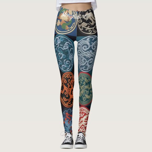 Leggings Totems dynamiques du groupe ethnique mongol (Devant)