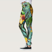 Leggings Toucan floral de palmettes tropicales de verdure (Gauche)