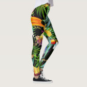 Leggings Toucan floral de palmettes tropicales de verdure (Droite)