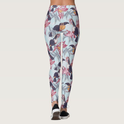 Leggings Toucans À Fleurs Exotiques (Dos)