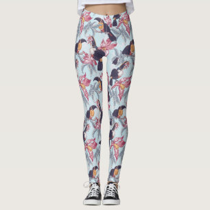 Leggings Toucans À Fleurs Exotiques