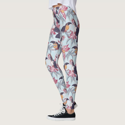 Leggings Toucans À Fleurs Exotiques (Gauche)