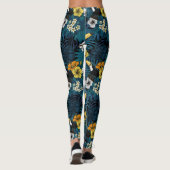 Leggings Toucans et flore tropicale, bleu, jaune, orange (Dos)
