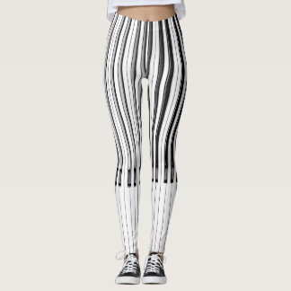 Leggings Touches de piano Abstrait noir et blanc