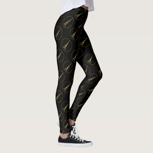 Leggings Tour Eiffel parties scintillant or scintille motif (Droite)