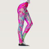 Leggings Tourbillon Abstrait Bleu sarcelle et Rouge Groovy (Droite)
