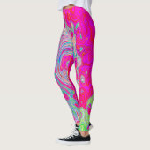 Leggings Tourbillon Abstrait Bleu sarcelle et Rouge Groovy (Gauche)