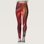 Leggings Tourbillon Abstrait rouge Iridescente (Devant)