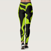 Leggings Tourbillon de marbre rétro vert et noir (Dos)
