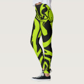 Leggings Tourbillon de marbre rétro vert et noir (Gauche)