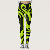 Leggings Tourbillon de marbre rétro vert et noir (Devant)
