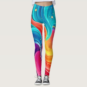 Leggings Tourbillon d'énergie arc-en-ciel : Art du flux vib
