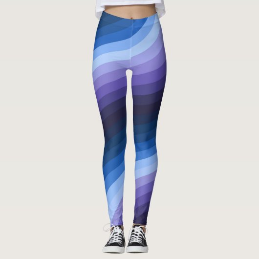 Leggings Tourbillon Indigo Abstrait Diagonal Rainbow Swirl (Devant)