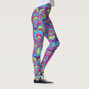 Leggings Tourbillon néon psychédélique groovy rétro Y2K Col