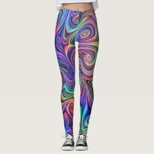 Leggings Tourbillon Psychédélique Néon Motif Abstrait