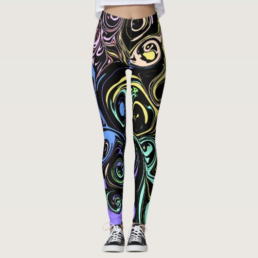 Leggings Tourbillons colorés abstraits (Devant)