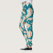 Leggings Tourbillons turquoise et rouge (Gauche)