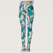 Leggings Tourbillons turquoise et rouge (Devant)