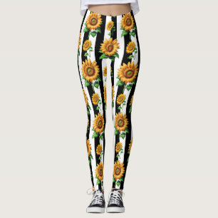 Leggings Tournesol Floral noir blanc rayures