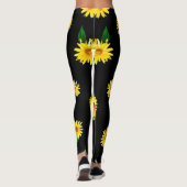 Leggings Tournesol jaune sur arrière - plan noir foncé (Dos)