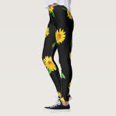 Leggings Tournesol jaune sur arrière - plan noir foncé (Gauche)