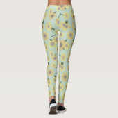 Leggings Tournesol Jaune Whimsical Sur Motif Bleu (Dos)