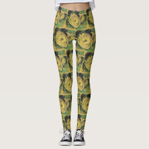 Leggings Tournesols de Van Gogh - Art floral jaune vif