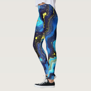 Leggings Tournoyants de bleu et d'or 7