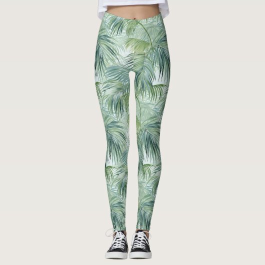Leggings tout-imprimé Motif de feuille de palme tr (Devant)