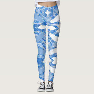 Leggings Tout-sur-impression bleu et blanc "Ratti_Creative_