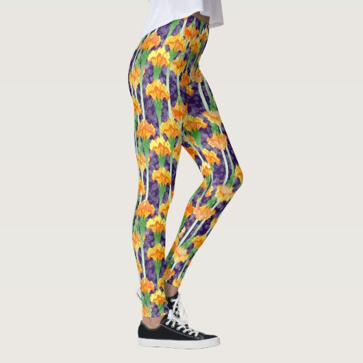 Leggings Tout-sur-impression - Lune et Marigolds (Droite)