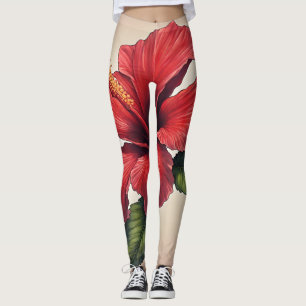 Leggings tout-sur-impression Motif de Hibiscus